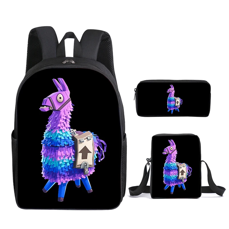 3Pcs Sets Fortnite Print School Bags for Boy's Primary Schoolbag Backpack Set Rucksack Bagpack Kids Cute Children's Book Bags thumbnail 3