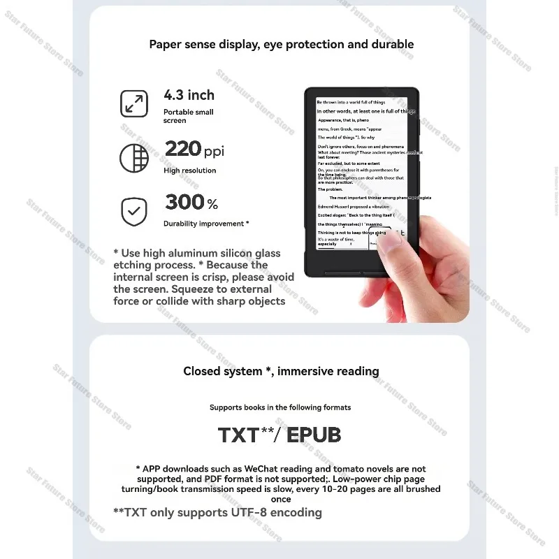 XTEINK X4 Mini Pocket 4.3" E-Ink Ebook Reader 220ppi Bluetooth Page Flipper Magnetic Back 650mAh 32GB ePub PDF Support Portable thumbnail 4