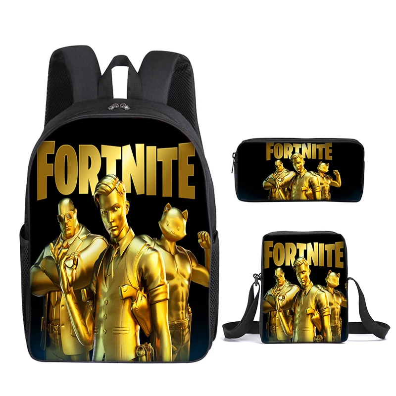 3pcs/set Fortnite Game Backpack Anime Cartoon Large Capacity Student Shcool Bags Pencil Bag Kawaii Lunch Bag Birthday Gifts thumbnail 4