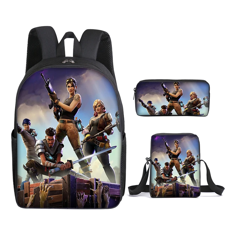 3pcs/set Fortnite Game Backpack Anime Cartoon Large Capacity Student Shcool Bags Pencil Bag Kawaii Lunch Bag Birthday Gifts thumbnail 2