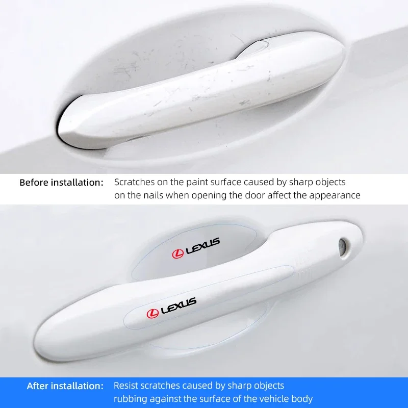 8Pcs Car Door Bowl Handle Protective Sticker Anti-collision Strip For Lexus F SPORT ES RX NX LS UX LM LX GX LC RZ IS CT GS RC HS thumbnail 3