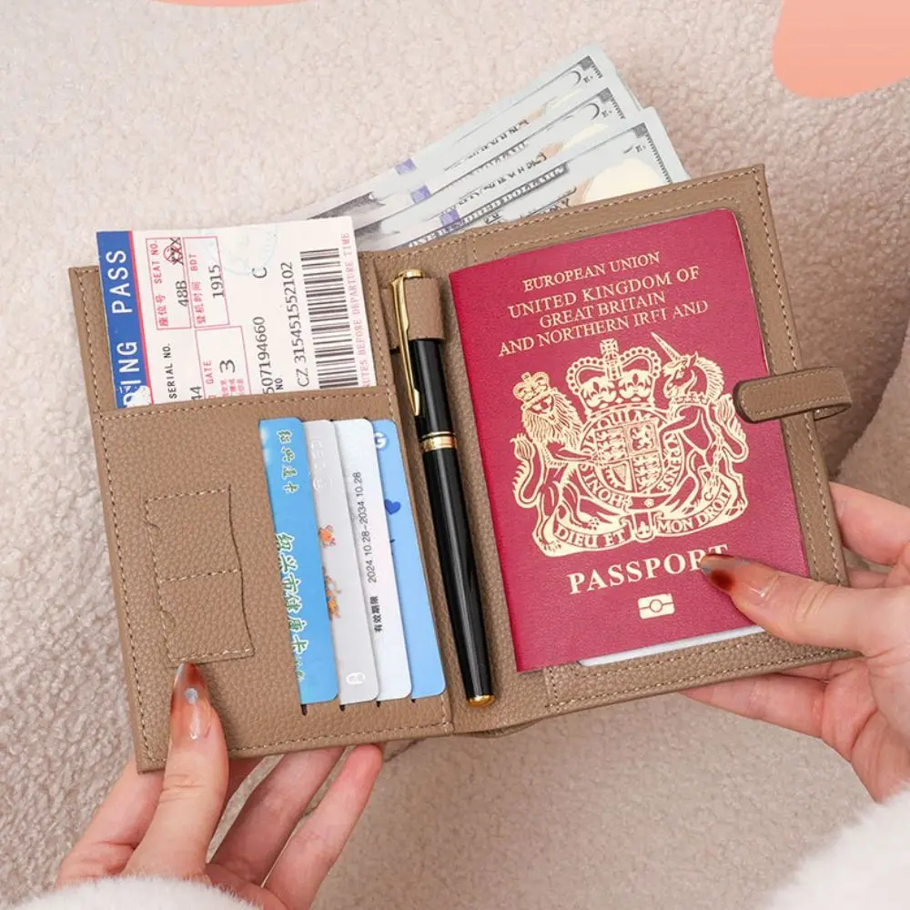 Card Holder PU Passport Bag Passport Cover Airplane Check-in Travel Wallet Multifunctional Ticket Holder Storage Bag Men thumbnail 4