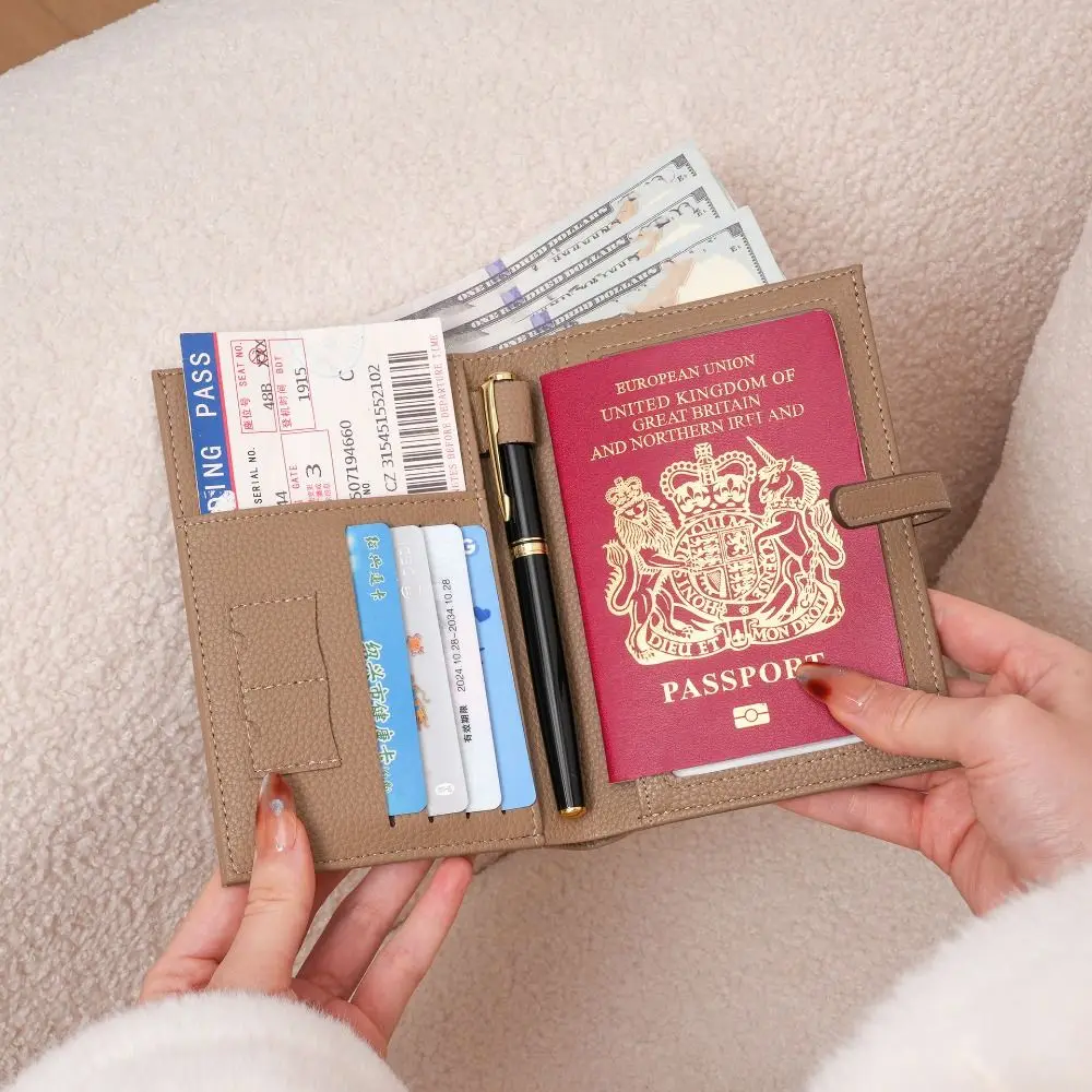 Card Holder PU Passport Bag Passport Cover Airplane Check-in Travel Wallet Multifunctional Ticket Holder Storage Bag Men