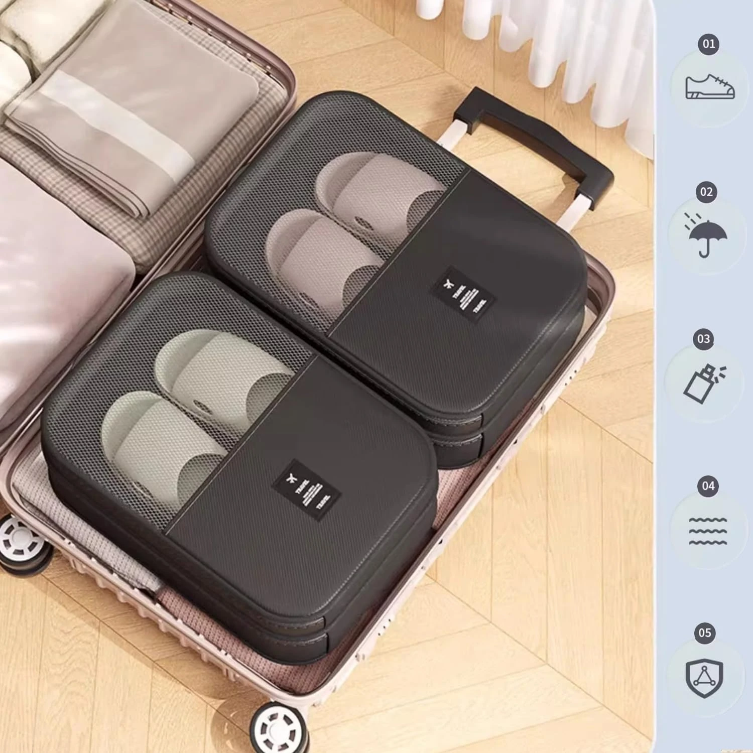 Shoe Bags for Travel Holds 3 Pair of Shoes Portable Storage Bag Organizer Travel Luggage Shoe Organizer for Women and Teenager thumbnail 5