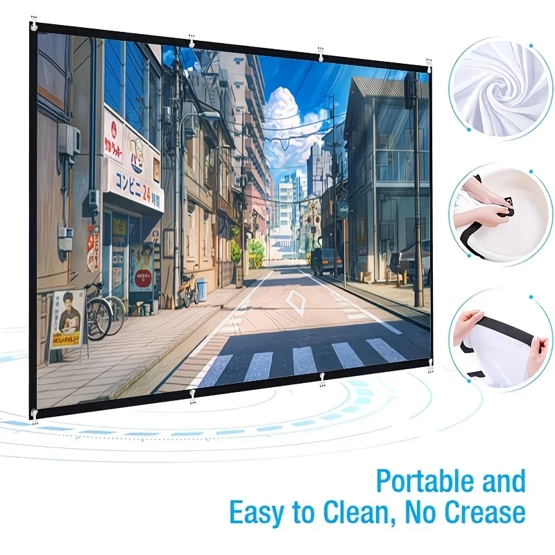60-inch Portable Projector Screen, 4K HD, Anti-Wrinkle, Foldable, 16:9 for Home Cinema/Laptop/Game/Office/Party thumbnail 4