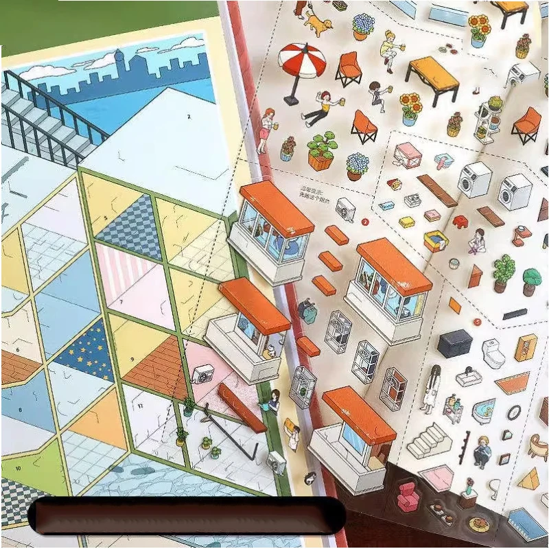 Mr. Paper Miniature Scene Collection Book 9.0 3D Dollhouse Stickers DIY Creative Relaxing Brain Teasers Craft for Journal thumbnail 3