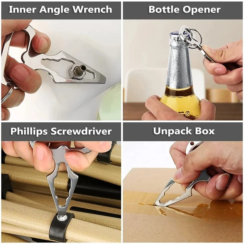 Self Defense Weapons Outdoor EDC Survival Tool Defence Personal Keychian Stinger Bottle Combination Opener Wrench for Men Women thumbnail 5