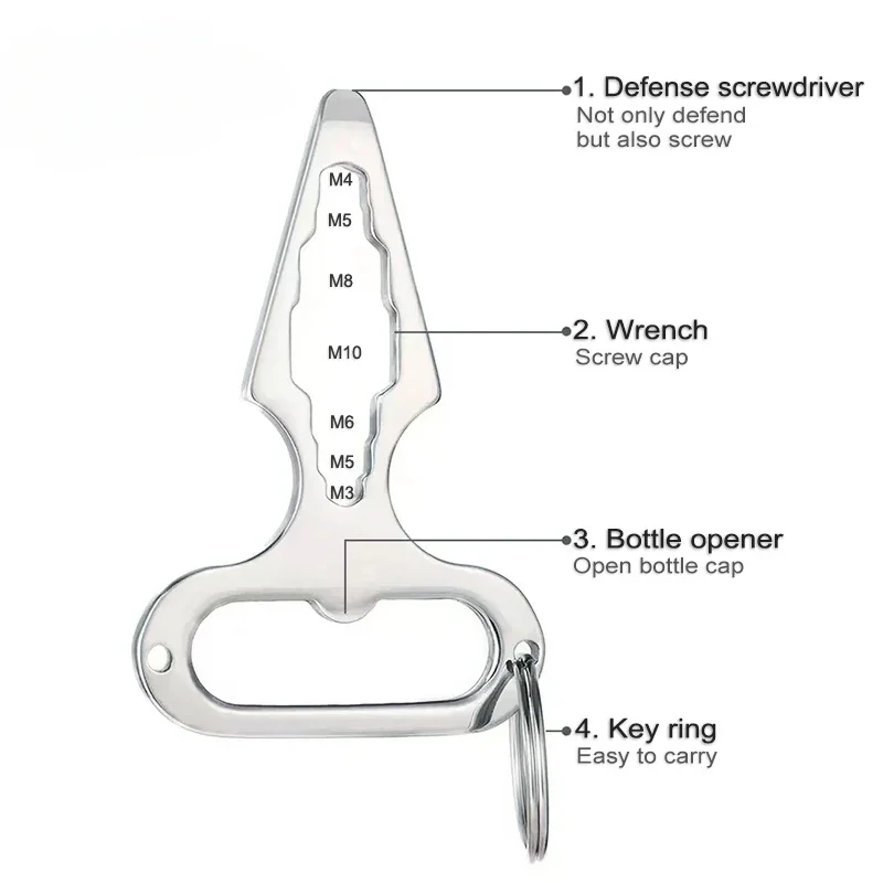 Self Defense Weapons Outdoor EDC Survival Tool Defence Personal Keychian Stinger Bottle Combination Opener Wrench for Men Women thumbnail 6