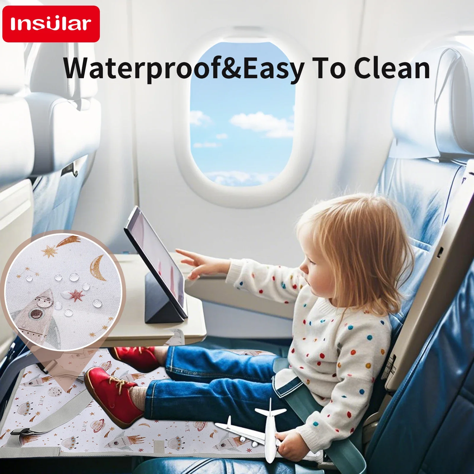 Cartoon Children's Plane Seat Extension Adjust Pad:Easy to Clean Kids'Plane Travel Hammock Bed,Waterproof Airplane Seat Extender