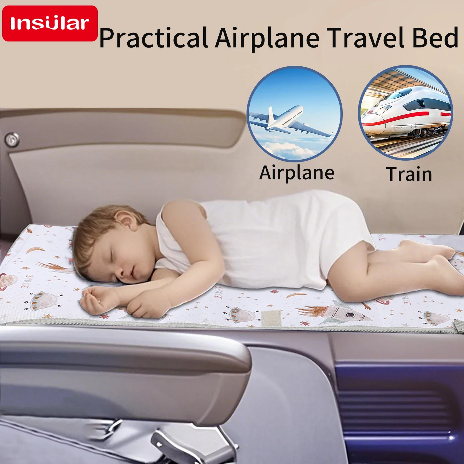 Cartoon Children's Plane Seat Extension Adjust Pad:Easy to Clean Kids'Plane Travel Hammock Bed,Waterproof Airplane Seat Extender thumbnail 5