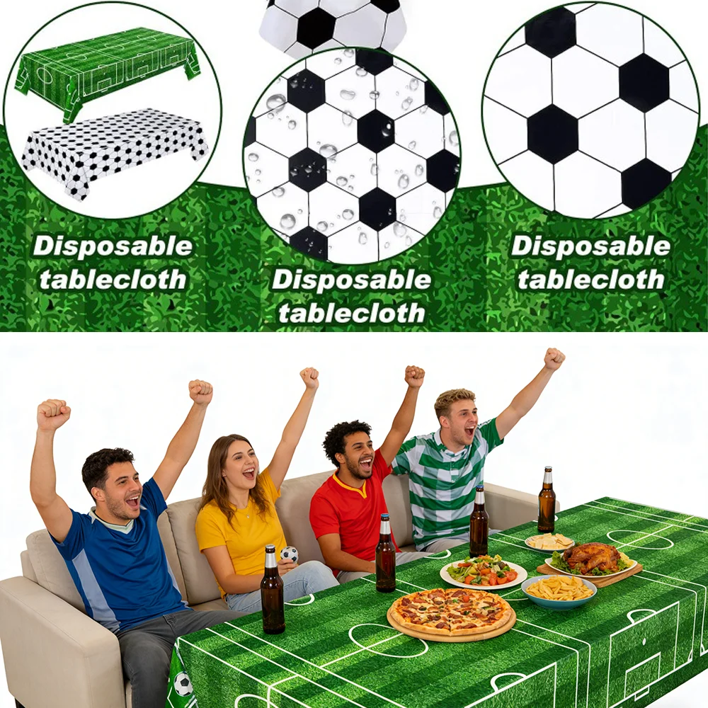 137×183cm Green Football Theme Decoration Disposable Tablecloth Decoration Birthday Party Decoration Tablecloth Party Supplies thumbnail 3