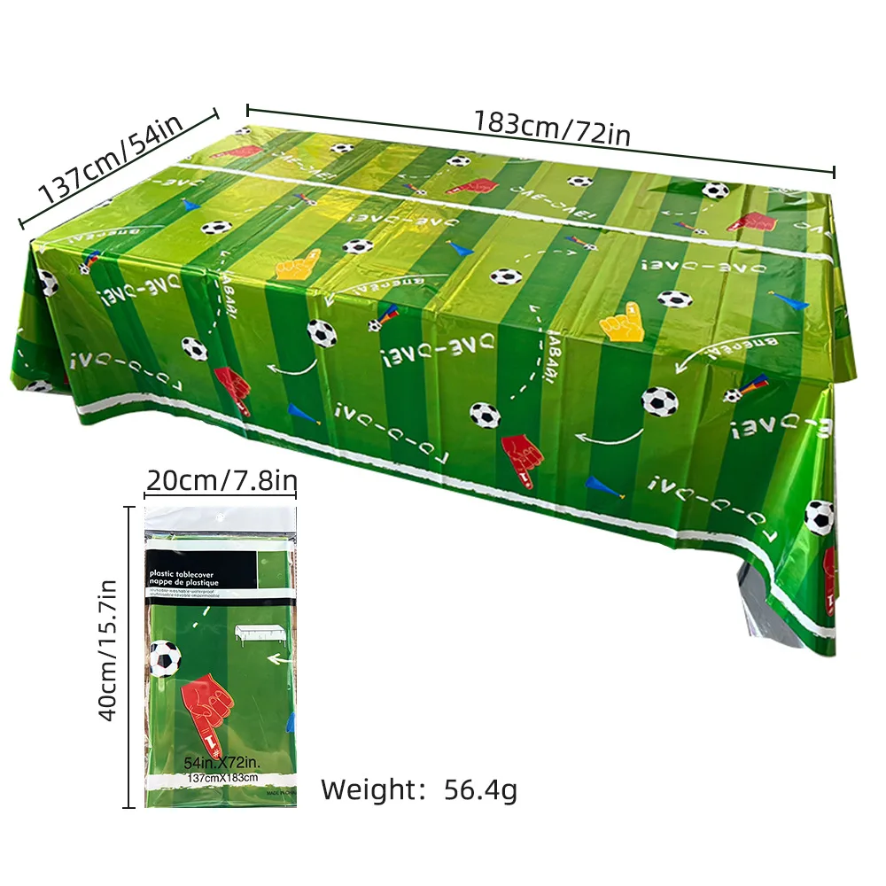 137×183cm Green Football Theme Decoration Disposable Tablecloth Decoration Birthday Party Decoration Tablecloth Party Supplies thumbnail 6