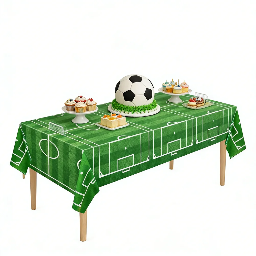 137×183cm Green Football Theme Decoration Disposable Tablecloth Decoration Birthday Party Decoration Tablecloth Party Supplies thumbnail 2