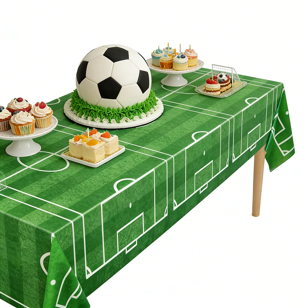 137×183cm Green Football Theme Decoration Disposable Tablecloth Decoration Birthday Party Decoration Tablecloth Party Supplies thumbnail 5