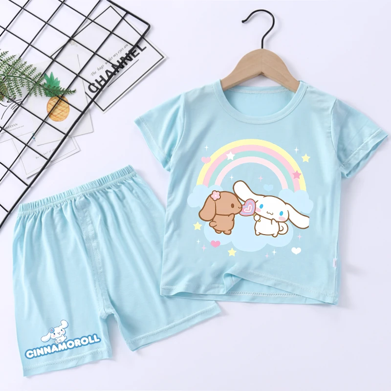 Sanrio Child Pajama Sets Cinnamoroll Cartoon Print Short Two Piece Suit Boys Girls Summer Casual Housewear Kawaii Kids Clothing thumbnail 6