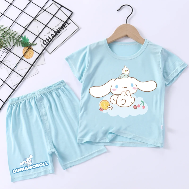 Sanrio Child Pajama Sets Cinnamoroll Cartoon Print Short Two Piece Suit Boys Girls Summer Casual Housewear Kawaii Kids Clothing thumbnail 4