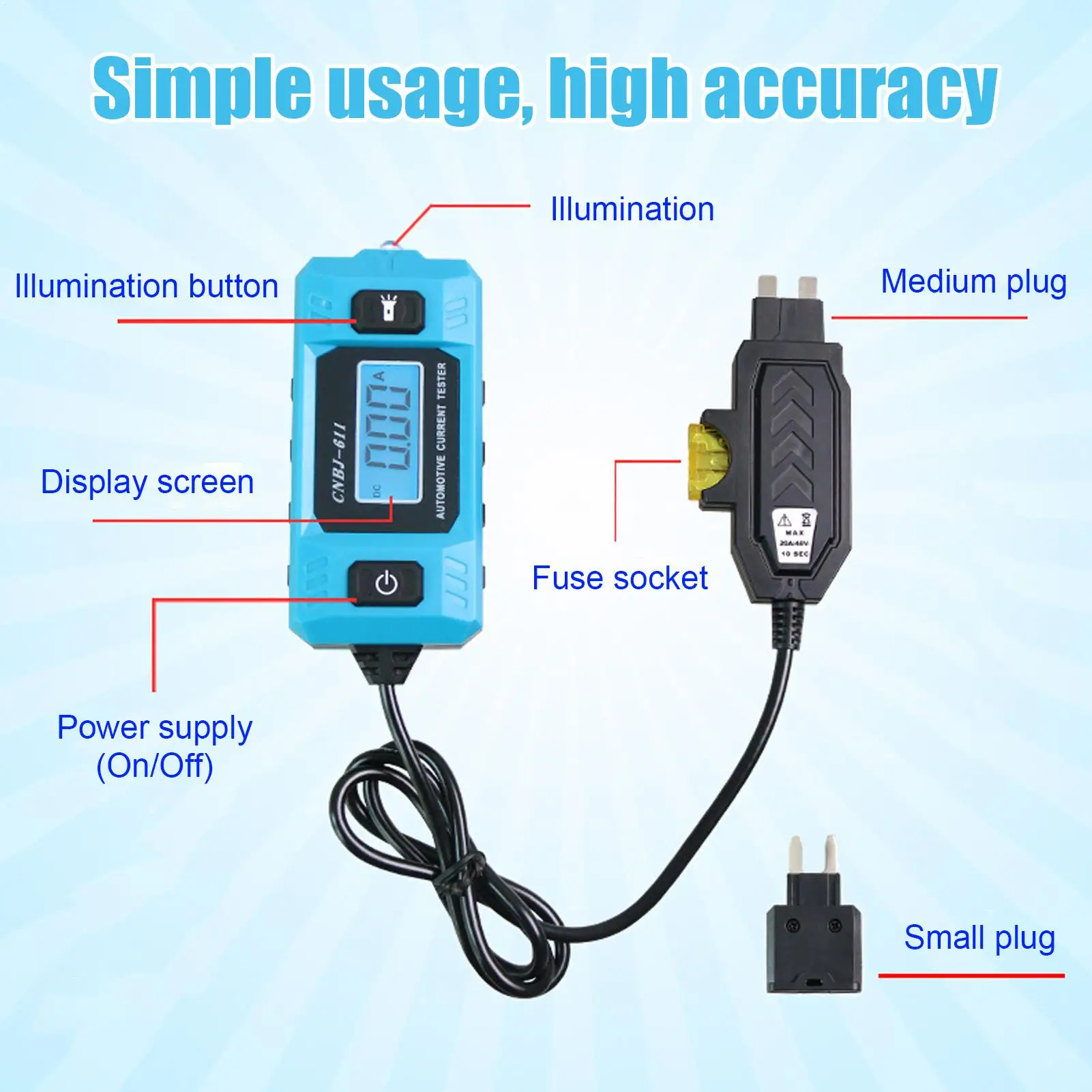 Portable Automotive Fault Probe Tester High Accuracy Current Detector CarProfessional Repair  Circuit Diagnostic Tool Suitable thumbnail 6