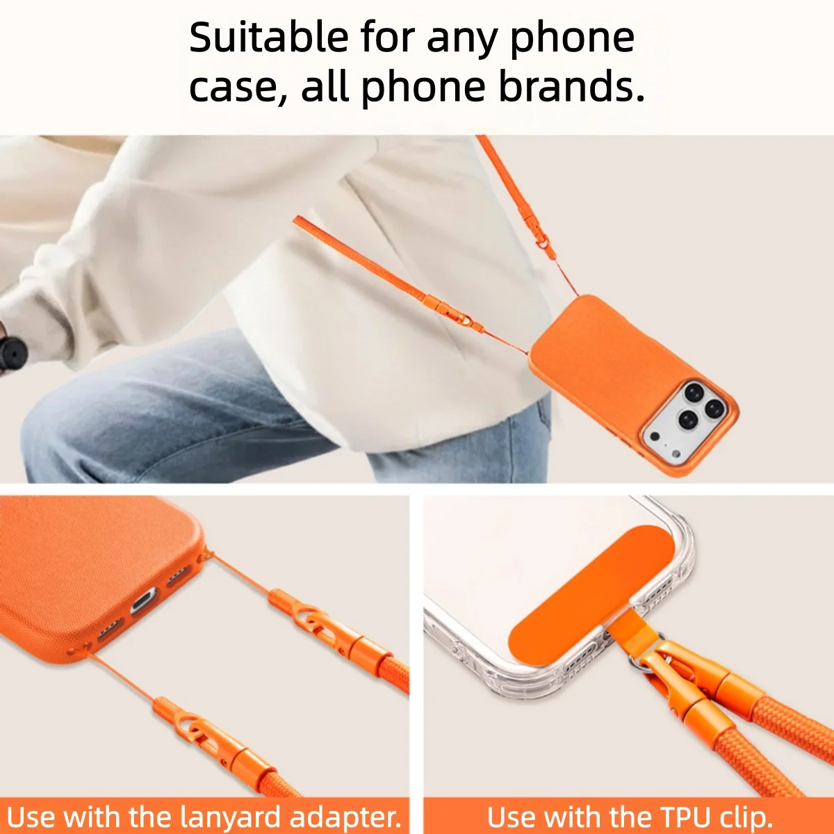Adjustable Double Buckle Phone Lanyard Universal Phone Case Strap with Drop-proof Design Crossbody/Neckband/Side Carry Rope thumbnail 5