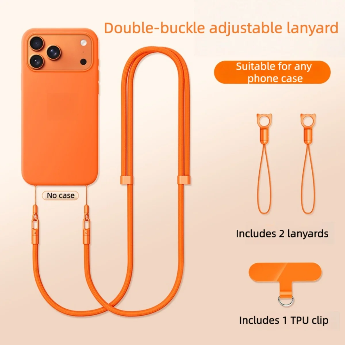 Adjustable Double Buckle Phone Lanyard Universal Phone Case Strap with Drop-proof Design Crossbody/Neckband/Side Carry Rope thumbnail 2