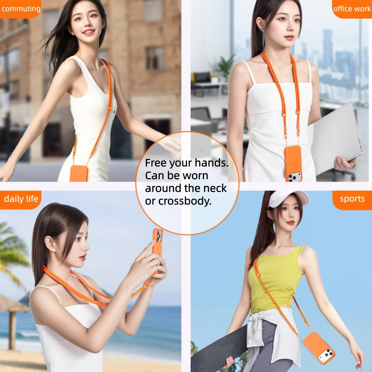 Adjustable Double Buckle Phone Lanyard Universal Phone Case Strap with Drop-proof Design Crossbody/Neckband/Side Carry Rope thumbnail 6