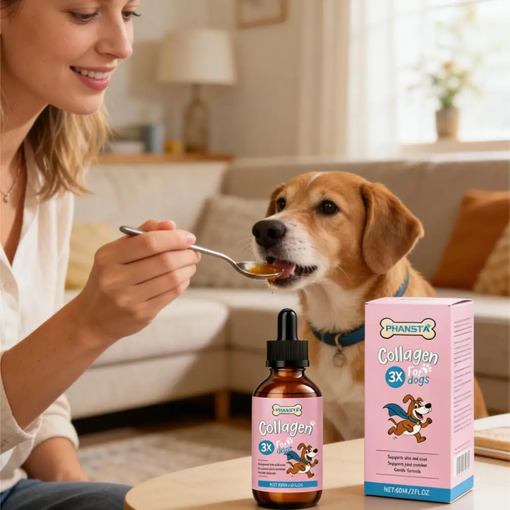 60ML Pet Collagen Drops Gentle Formula For Coat & Skin Care Main Dietary Supplement Dog Cleaning Supplies K0Z0 thumbnail 2