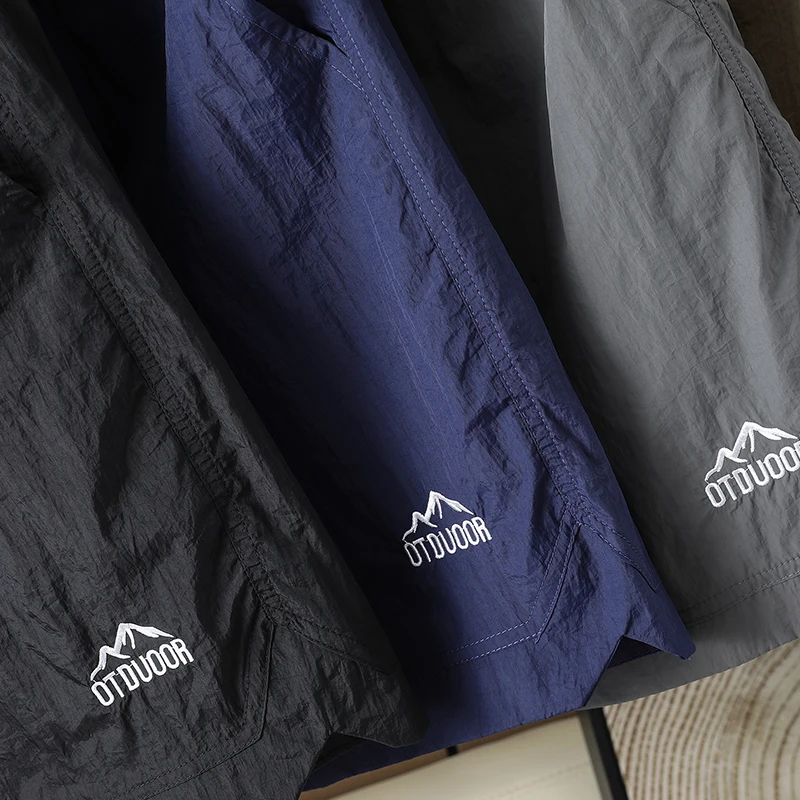 Brand Clothing Summer Thin Men's Outdoor Quick Dry Hiking Shorts Elastic Waist Drawstring Cargo Casual Short Khaki Grey Blue thumbnail 5