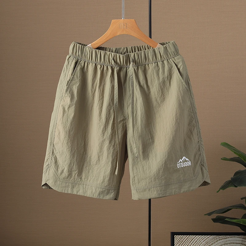 Brand Clothing Summer Thin Men's Outdoor Quick Dry Hiking Shorts Elastic Waist Drawstring Cargo Casual Short Khaki Grey Blue thumbnail 2