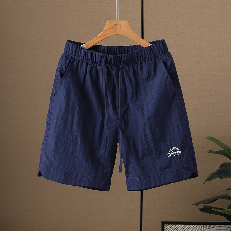 Brand Clothing Summer Thin Men's Outdoor Quick Dry Hiking Shorts Elastic Waist Drawstring Cargo Casual Short Khaki Grey Blue thumbnail 4