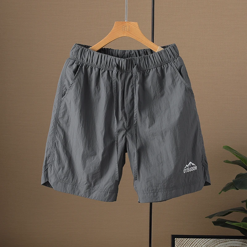 Brand Clothing Summer Thin Men's Outdoor Quick Dry Hiking Shorts Elastic Waist Drawstring Cargo Casual Short Khaki Grey Blue thumbnail 3