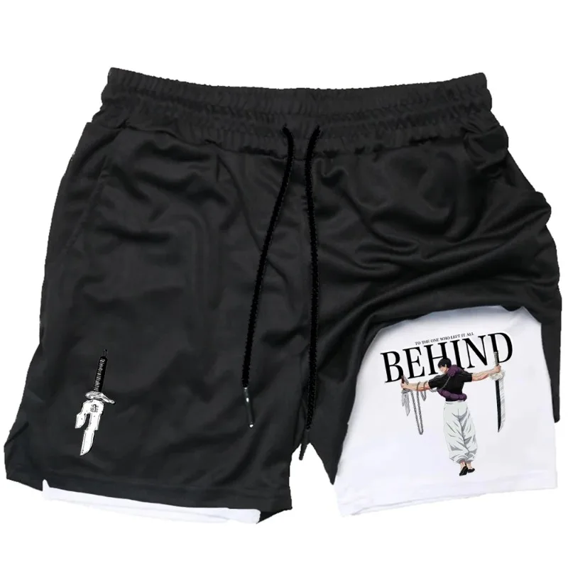 Performance Shorts Men GYM Casual Sports Shorts Fashion Workout Running Harajuku Mesh 2-In-1 Sport Short Pants Summer Activewear thumbnail 2