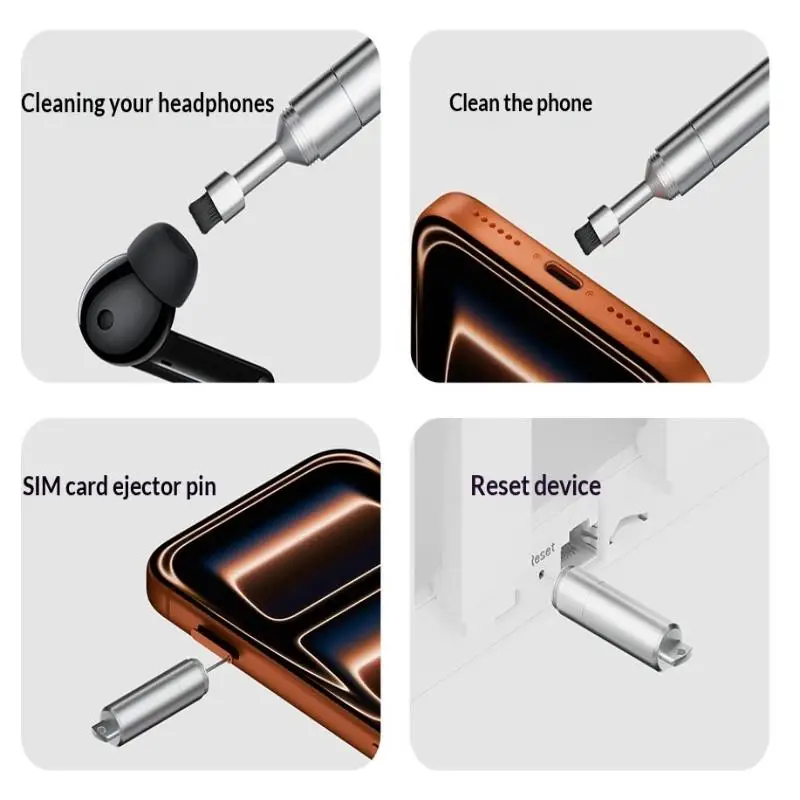 Multi-Function Adapter Portable SIM Card Ejector Pin with Cleaning Brush for Phone Unpacking Tool Accessory thumbnail 4