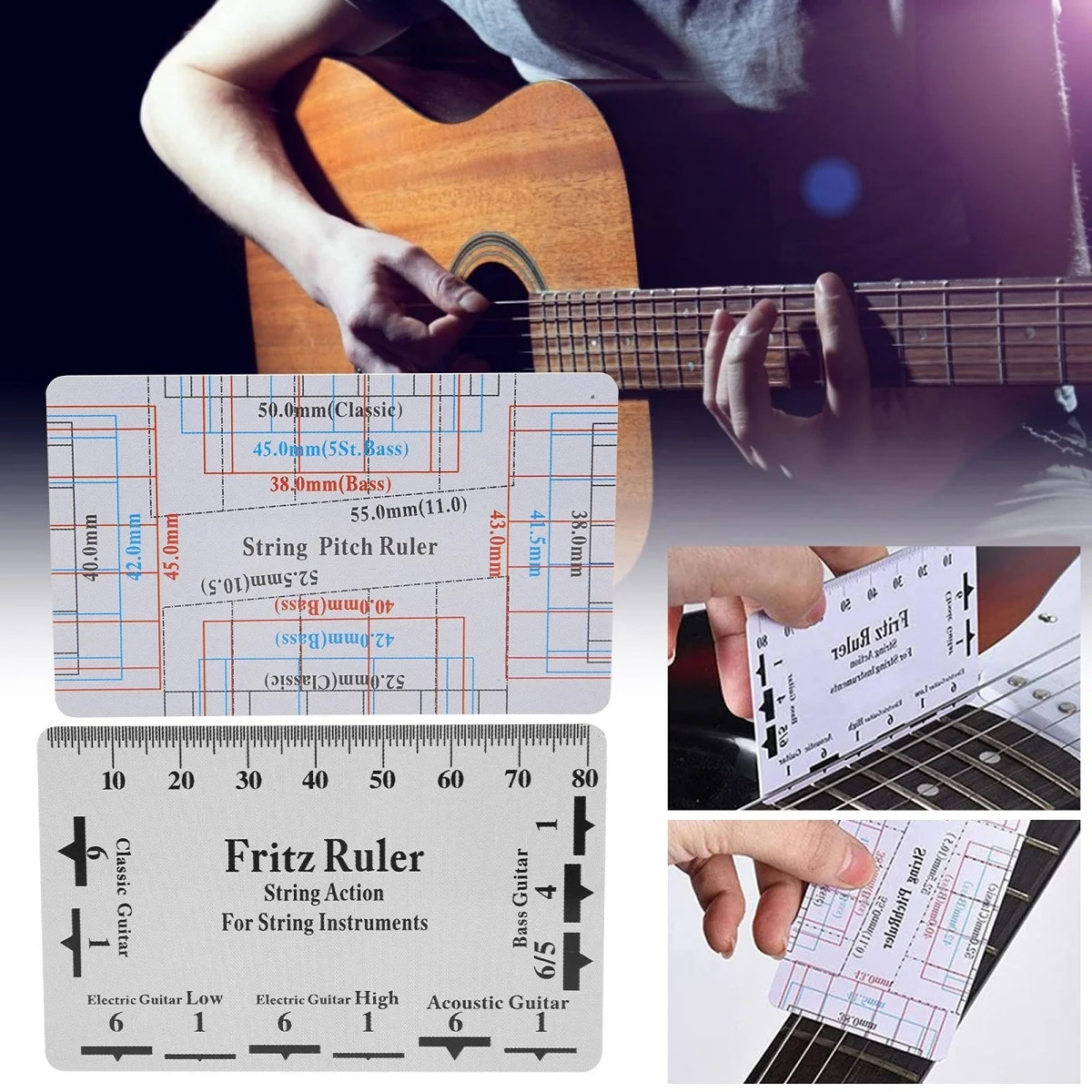 Guitar String Height Measurement Tool Multifunctional Guitar Specification Ruler Card Luthier Tool String Instrument Accessories thumbnail 6