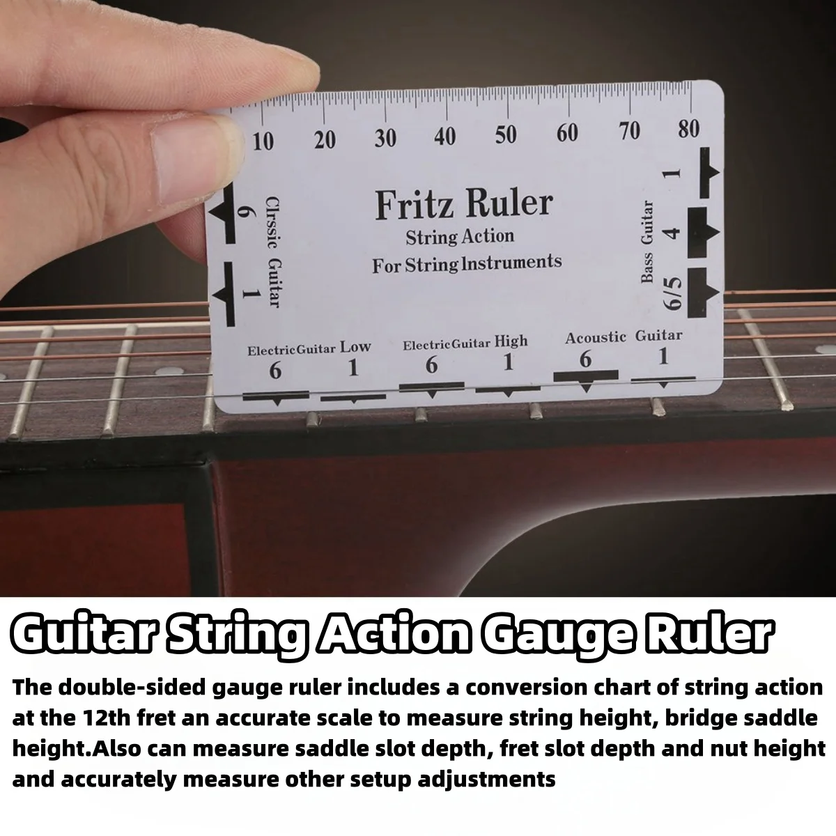 Guitar String Height Measurement Tool Multifunctional Guitar Specification Ruler Card Luthier Tool String Instrument Accessories thumbnail 5