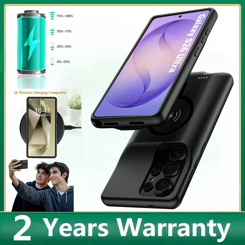 Travel Fashion 10000mAh Wireless Charging for Samsung Galaxy S26 Ultra S25 Plus S24 S23 FE S22 Power Bank Battery Charger Case