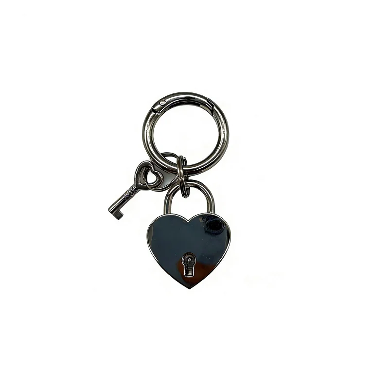 Cute Metal Heart Lock Keychain With Key Lock Up Your Bag Keep Your Things Safe Key Chain Anti-theft Handbag backpack Charm thumbnail 6