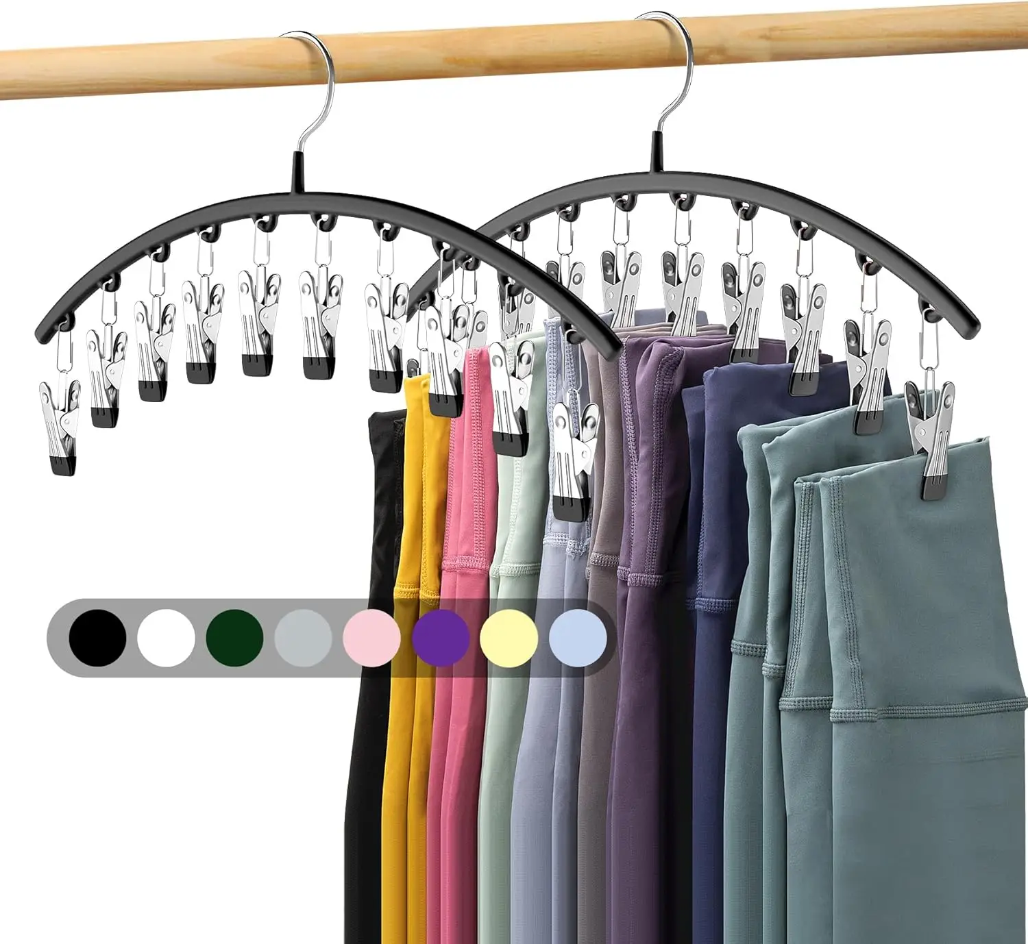 Wardrobe Metal Yoga Pants Organizer Hangers 2 Pack,Hanging Closet Organizer w/Rubber Coated Closet Organizers and Storage