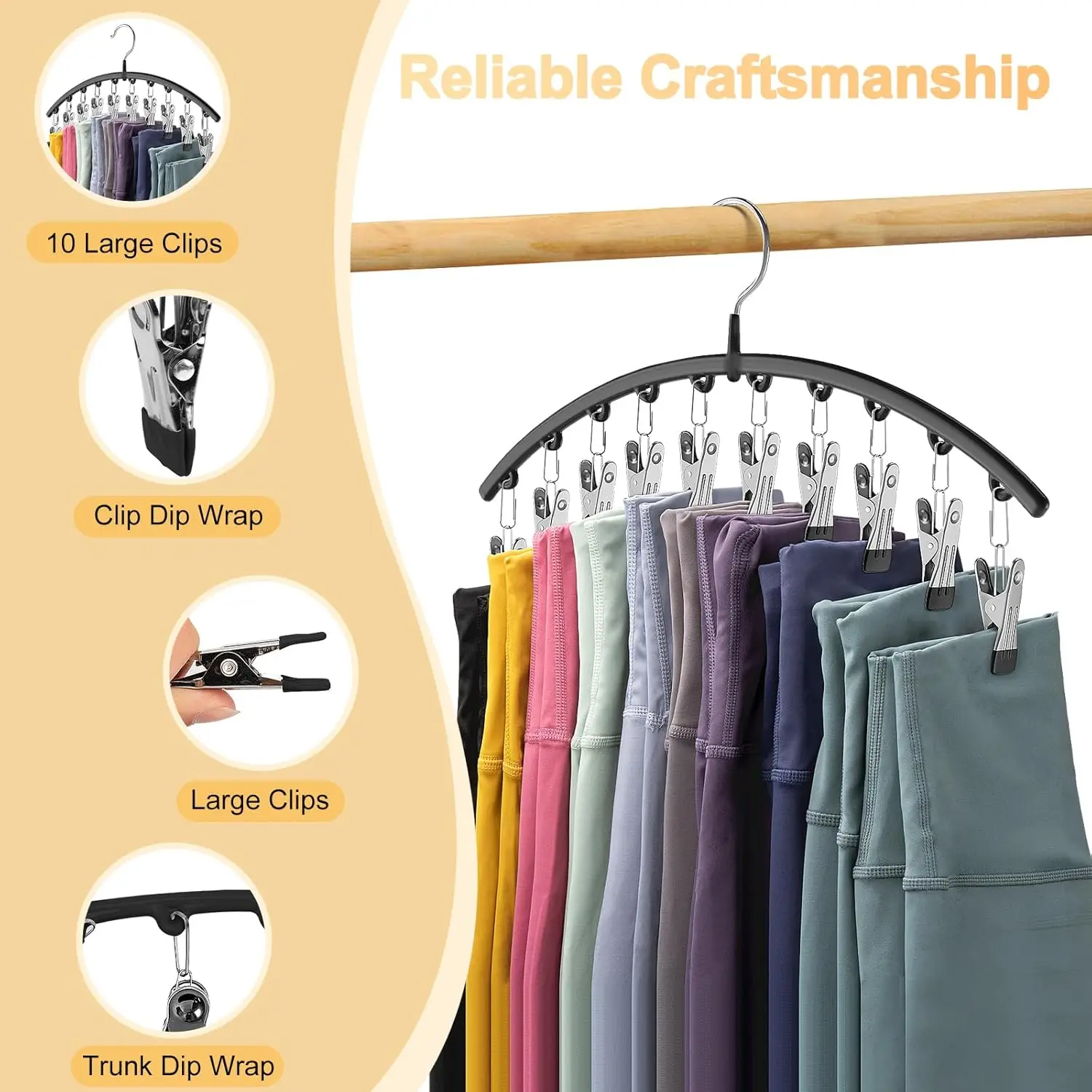 Wardrobe Metal Yoga Pants Organizer Hangers 2 Pack,Hanging Closet Organizer w/Rubber Coated Closet Organizers and Storage thumbnail 6