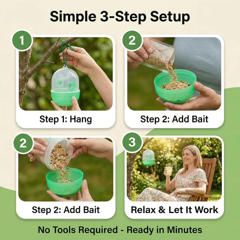 1/10x Wasp Trap Waterproof Outdoor Hanging Trap Safe Bee Hornet Traps Reusable Garden Fruit Fly Catcher Garden Pest Control Tool thumbnail 5
