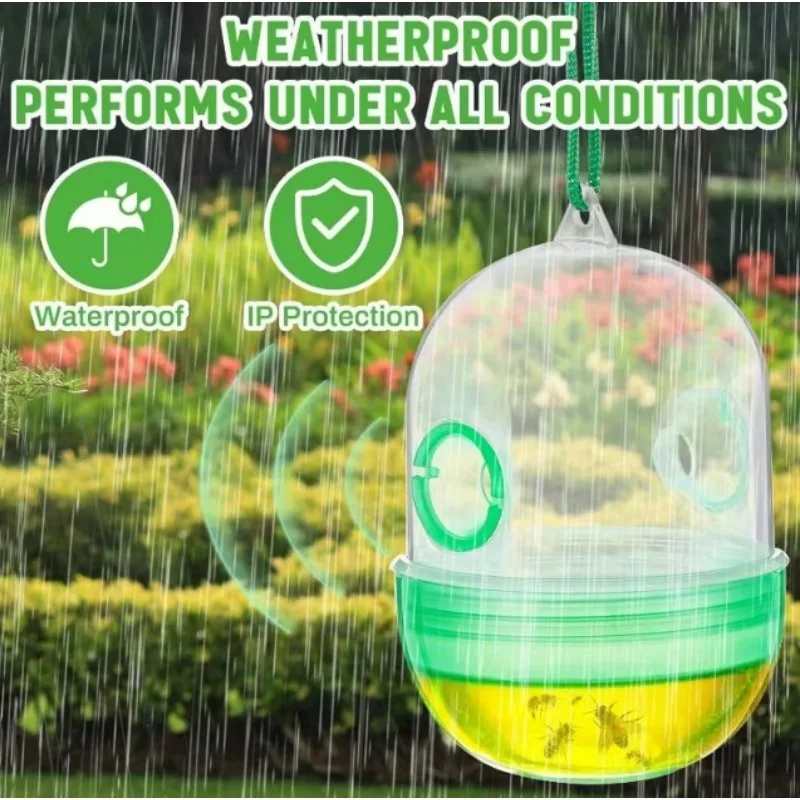 1/10x Wasp Trap Waterproof Outdoor Hanging Trap Safe Bee Hornet Traps Reusable Garden Fruit Fly Catcher Garden Pest Control Tool thumbnail 4