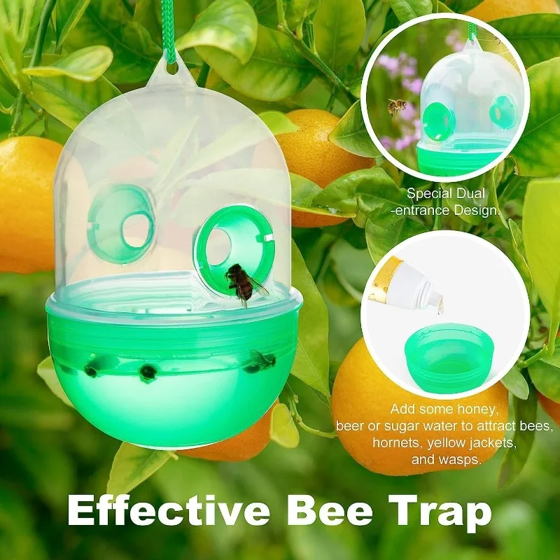 1/10x Wasp Trap Waterproof Outdoor Hanging Trap Safe Bee Hornet Traps Reusable Garden Fruit Fly Catcher Garden Pest Control Tool thumbnail 2