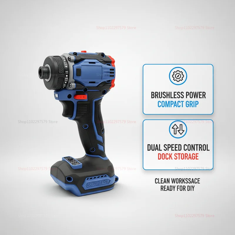 Brushless Electric Screwdriver 1/4 Inch 4000RPM 21+1 Gears Dual Speed Cordless Drill Compatible with Makita 18V Battery for DIY thumbnail 2