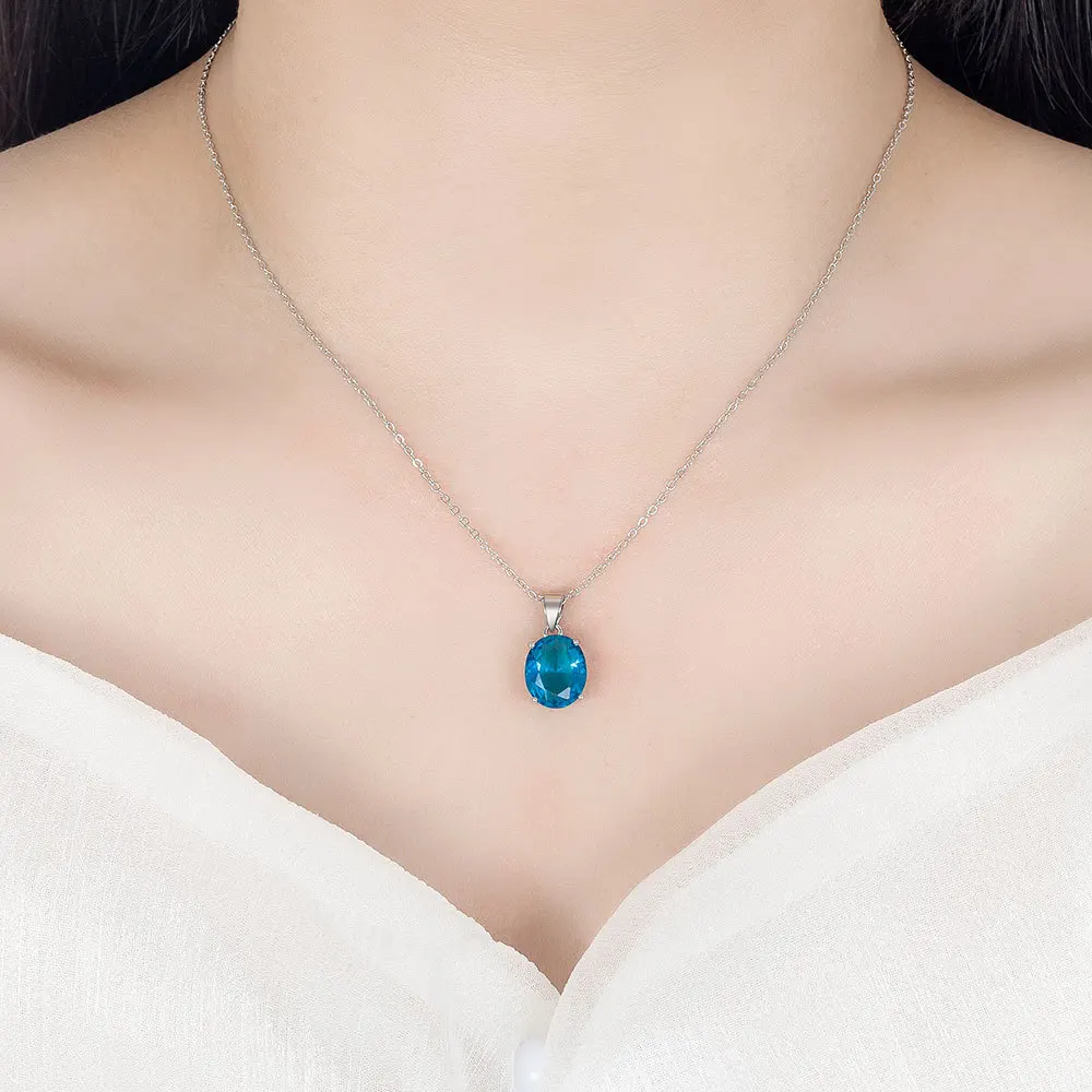925 Sterling Silver Jewelry Sets For Women Ellipse Zircon Ring Necklace Earrings Luxury Accessories Offers thumbnail 5