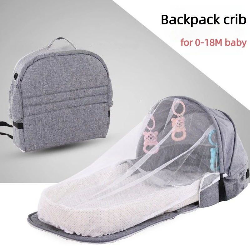 Portable Baby Crib,Multi-functional Travel Mosquito Repellent Isolation Bed,Detachable Baby Folding Bed,Backpack for Travel