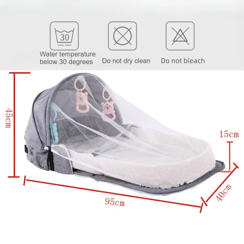 Portable Baby Crib,Multi-functional Travel Mosquito Repellent Isolation Bed,Detachable Baby Folding Bed,Backpack for Travel thumbnail 5