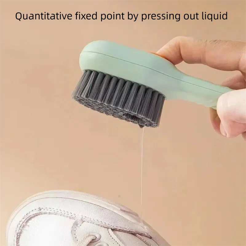 Multi-Functional Shoe Brush with Liquid Dispenser Household Press Type Soft Fur for Washing Shoes Cleaning Tool 1pcs/2pcs/3pcs thumbnail 4