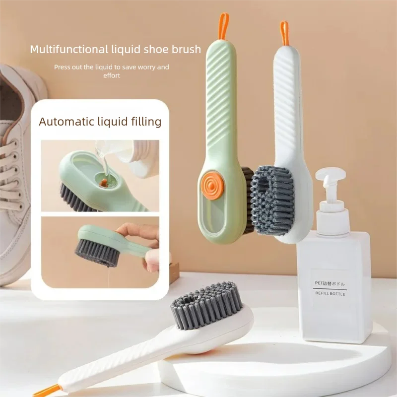 Multi-Functional Shoe Brush with Liquid Dispenser Household Press Type Soft Fur for Washing Shoes Cleaning Tool 1pcs/2pcs/3pcs thumbnail 3