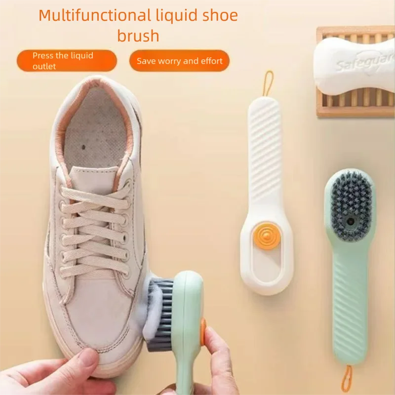Multi-Functional Shoe Brush with Liquid Dispenser Household Press Type Soft Fur for Washing Shoes Cleaning Tool 1pcs/2pcs/3pcs thumbnail 2