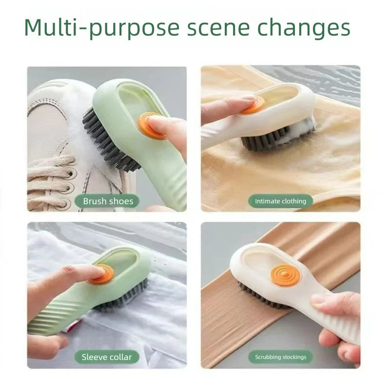Multi-Functional Shoe Brush with Liquid Dispenser Household Press Type Soft Fur for Washing Shoes Cleaning Tool 1pcs/2pcs/3pcs thumbnail 6