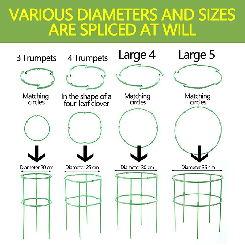Plant Support Stakes Semicircle Trellis for Potted Plants Bonsai Vine Flower Support Fixed Rod Clips Gardening Tools 6-36Pcs thumbnail 2