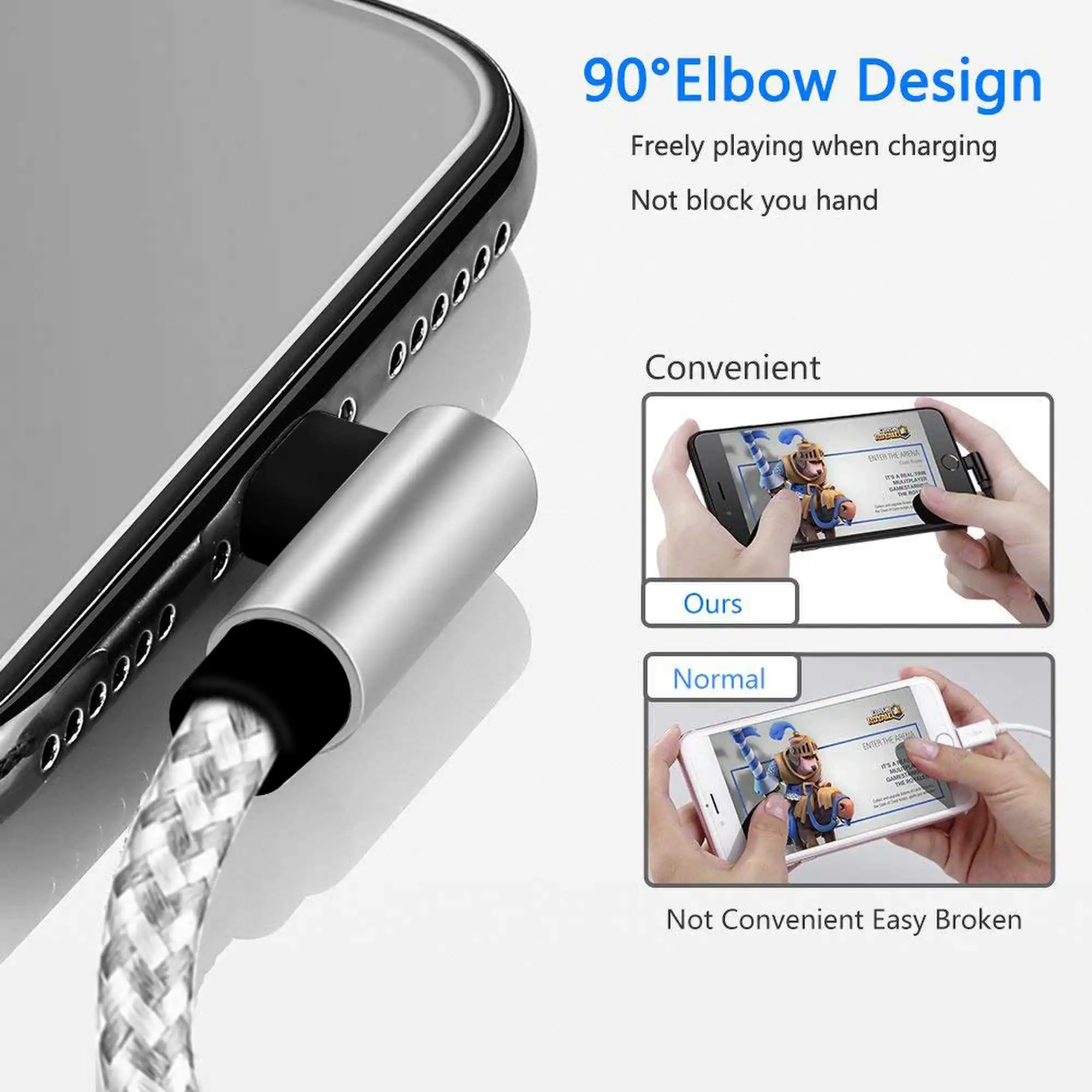 USB Cable 90 Degree For iPhone 14 13 12 11 Pro Max X XR 6s 7 8 Plus 1m 2m Lead Mobile Phone Fast Charging Cord Data Charger Wire thumbnail 6